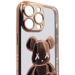 Чехол для iPhone 14 Pro прозрачный с 3D мишкой Золотой 250_100_534100