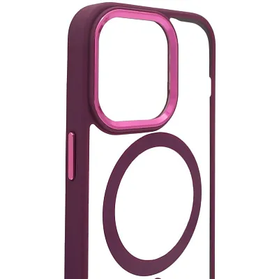 Чехол прозрачный с цветным бортиком MagSafe iPhone 14 Pro Бордовый 400_400_535010