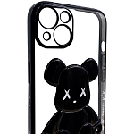Чехол для iPhone 14 Plus прозрачный с 3D мишкой Черный 250_100_533781