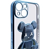 Чехол для iPhone 13 прозрачный с 3D мишкой Голубой 100_100_533542
