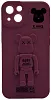 Силиконовый чехол для iPhone 14 Plus с 3D мишкой Бордовый 100_100_532362