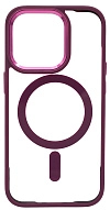 Чехол прозрачный с цветным бортиком MagSafe iPhone 14 Pro Max Бордовый 500_191_642366