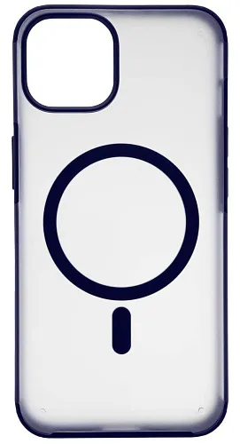 Чехол для iPhone 14 Wlons с MagSafe прозрачный матовый с рамкой Синий 250_100_534168