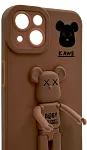 Силиконовый чехол для iPhone 13 с 3D мишкой Коричневый 250_100_137753