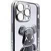 Чехол для iPhone 14 Pro прозрачный с 3D мишкой Серебристый 100_100_135456