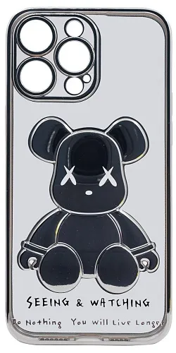 Чехол для iPhone 14 Pro Max прозрачный с 3D мишкой Серебристый 250_100_533979