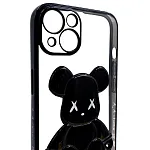 Чехол для iPhone 14 прозрачный с 3D мишкой Черный 250_100_131700