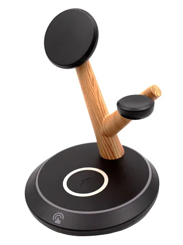 Беспроводная магнитная док-станция для зарядного устройства 3-1, 15W Черная деревянная 250_100_118926