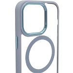 Чехол прозрачный с цветным бортиком MagSafe iPhone 14 Pro Голубой 250_100_642405