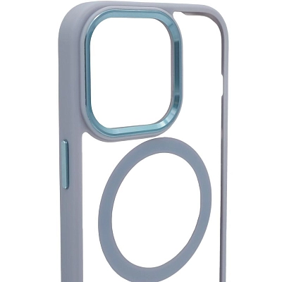 Чехол прозрачный с цветным бортиком MagSafe iPhone 14 Pro Голубой 400_400_642405