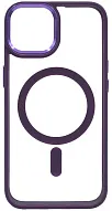 Чехол прозрачный с цветным бортиком MagSafe iPhone 14 Фиолетовый 500_191_535072