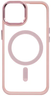 Чехол прозрачный с цветным бортиком MagSafe iPhone 14 Pro Max Розовый 400_400_534992