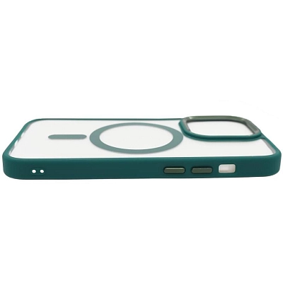 Чехол прозрачный с цветным бортиком MagSafe iPhone 14 Pro Зеленый 400_400_535019