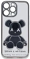 Чехол для iPhone 13 Pro Max прозрачный с 3D мишкой Серебристый 500_191_533438