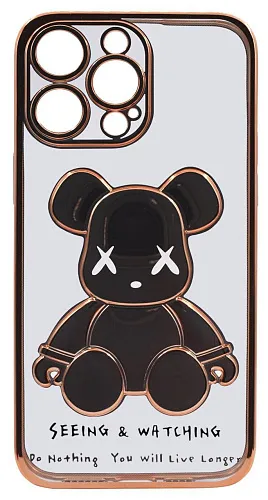 Чехол для iPhone 14 Pro прозрачный с 3D мишкой Золотой 250_100_534101