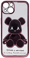 Чехол для iPhone 13 прозрачный с 3D мишкой Розовый 500_191_533553
