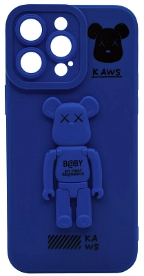 Силиконовый чехол для iPhone 14 Pro с 3D мишкой Синий 400_400_532546
