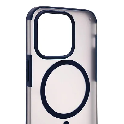 Чехол для iPhone 14 Pro Wlons с MagSafe прозрачный матовый с рамкой Синий 400_400_534034