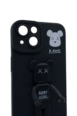 Силиконовый чехол для iPhone 14 с 3D мишкой Черный 400_400_122278