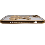 Чехол для iPhone 13 mini прозрачный с 3D мишкой Золотой 250_100_533386