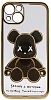 Чехол для iPhone 14 прозрачный с 3D мишкой Золотой 100_100_534236