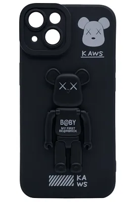 Силиконовый чехол для iPhone 14 с 3D мишкой Черный 400_400_122275