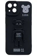 Силиконовый чехол для iPhone 14 Plus с 3D мишкой Черный 500_191_121944