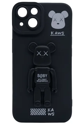 Силиконовый чехол для iPhone 14 Plus с 3D мишкой Черный 250_100_121944