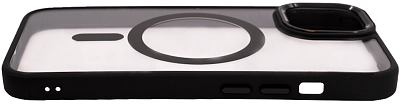 Чехол прозрачный с цветным бортиком MagSafe iPhone 14 Черный 400_400_642469