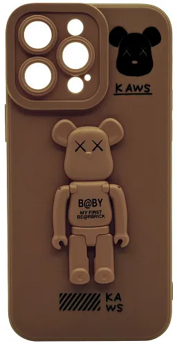 Силиконовый чехол для iPhone 13 Pro Max с 3D мишкой Коричневый 250_100_532315