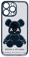 Чехол для iPhone 13 Pro прозрачный с 3D мишкой Голубой 500_191_533483