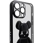Чехол для iPhone 14 Pro Max прозрачный с 3D мишкой Черный 250_100_131723