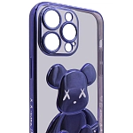 Чехол для iPhone 14 Pro Max прозрачный с 3D мишкой Фиолетовый 250_100_533983