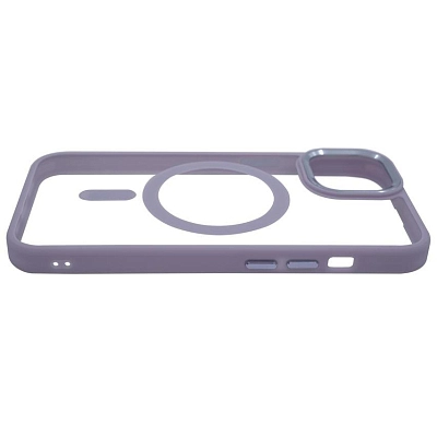 Чехол прозрачный с цветным бортиком MagSafe iPhone 14 Голубой 400_400_535048