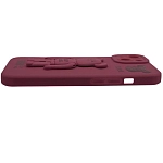 Силиконовый чехол для iPhone 14 Plus с 3D мишкой Бордовый 250_100_532364