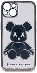 Чехол для iPhone 14 Plus прозрачный с 3D мишкой Серебристый 250_100_533768