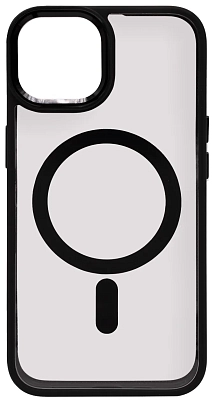 Чехол прозрачный с цветным бортиком MagSafe iPhone 14 Черный 400_400_642467