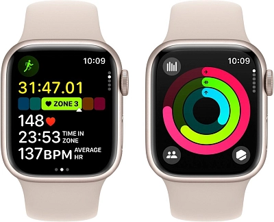 Часы Apple Watch Series 9 45mm Aluminium Case Sport Band Starlight M/L 400_400_640306