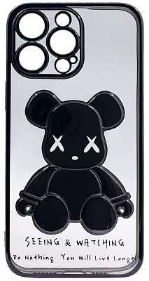Чехол для iPhone 13 Pro прозрачный с 3D мишкой Черный 400_400_131992