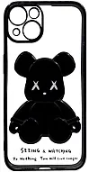 Чехол для iPhone 14 прозрачный с 3D мишкой Черный 500_191_534260