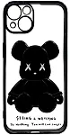 Чехол для iPhone 14 прозрачный с 3D мишкой Черный 250_100_131935
