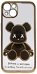 Чехол для iPhone 14 Plus прозрачный с 3D мишкой Золотой 250_100_533758