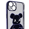 Чехол для iPhone 13 mini прозрачный с 3D мишкой Синий 100_100_533402