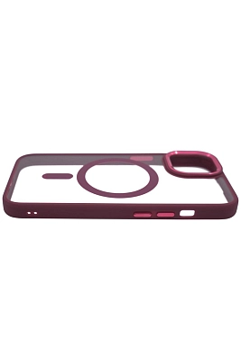 Чехол прозрачный с цветным бортиком MagSafe iPhone 14 Plus Бордовый 400_400_642324