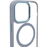 Чехол прозрачный с цветным бортиком MagSafe iPhone 14 Pro Голубой 250_100_535015