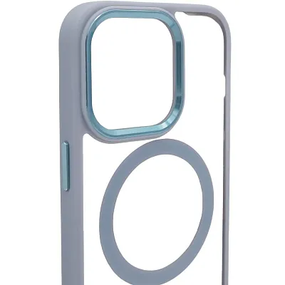 Чехол прозрачный с цветным бортиком MagSafe iPhone 14 Pro Голубой 400_400_535015