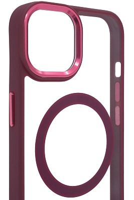 Чехол прозрачный с цветным бортиком MagSafe iPhone 14 Plus Бордовый 400_400_642325