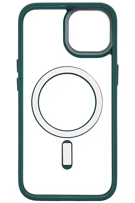 Чехол прозрачный с цветным бортиком MagSafe iPhone 14 Plus Зеленый 400_400_125043