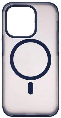 Чехол для iPhone 14 Pro Max Wlons с MagSafe прозрачный матовый с рамкой Синий 400_400_533904