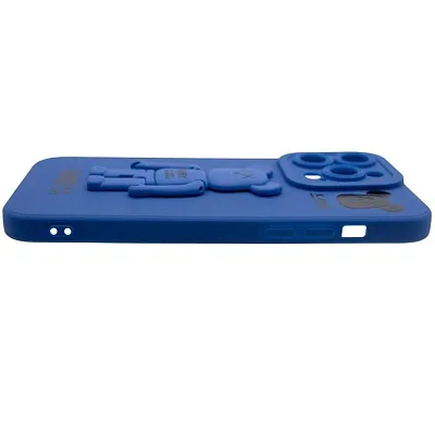 Силиконовый чехол для iPhone 13 Pro Max с 3D мишкой Синий 400_400_532316